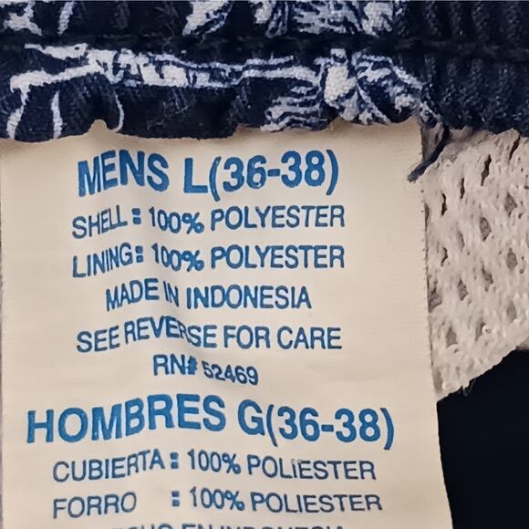 Sand n Sun Swim Trunks Mens L (36-38) Blue Tropical Island Mesh Lined Pockets - Picture 9 of 11